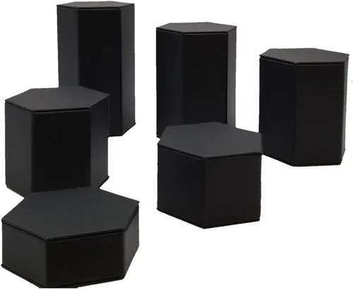 Vista 4 de 888 Display USA, Inc Juego de elevadores de cuero sintético negro con forma hexagonal de lujo de 6 piezas