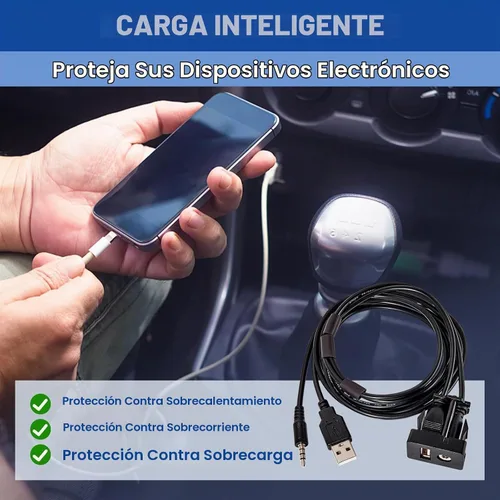 Vista 6 de Anina USB AUX Montaje empotrado para Toyota, cable de extensión AUX de 0.138 in para salpicadero de automóvil macho a hembra, adaptador de enchufe