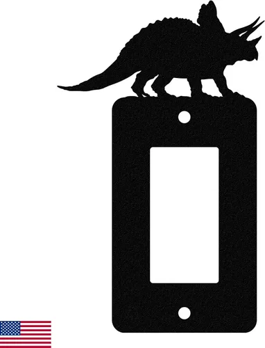 Vista 23 de Brachiosaurus Dinosaur - Placa de pared dúplex individual (potencia única, negro) American Steel Decorative Electrical Covers, 1-gang Outlet