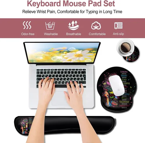 Vista 3 de Alfombrilla de mouse ergonómica con gel de soporte para muñeca, cómoda alfombrilla de mouse inalámbrica, alfombrilla de mouse para aliviar el dolor