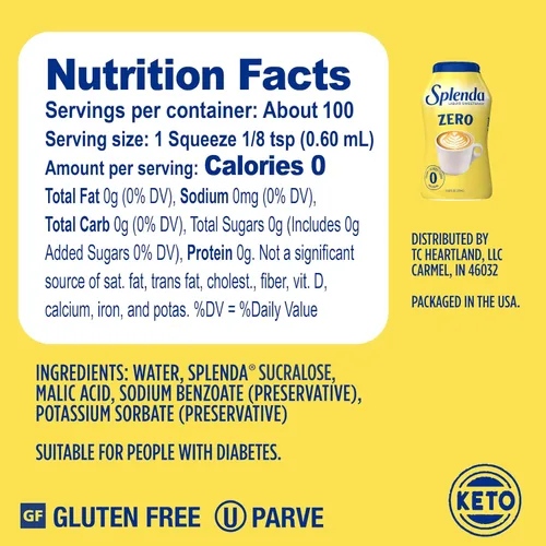 Vista 2 de SPLENDA Zero Liquid Edulcorante sin calorías, original de 1.68 onzas líquidas