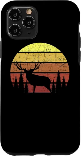 Vista 13 de iPhone 12 Mini Mule Caza de ciervos - Retro Sunset Hunter Outdoorsmen Estuche de regalo