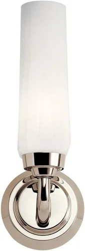 Vista 3 de Kichler Truby™ - Aplique de pared de 11.5 pulgadas con cristal de ópalo grabado satinado en níquel pulido