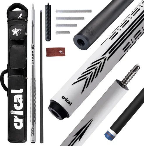 Vista 13 de CRICAL Carbon Fiber Pool Cue Stick Set, 58 Inch Low Deflection Pro Taper Shaft, 12.5mm Tip, 3/8x8 Joint, 3D Wrapless Grip, Hard Case, Extension