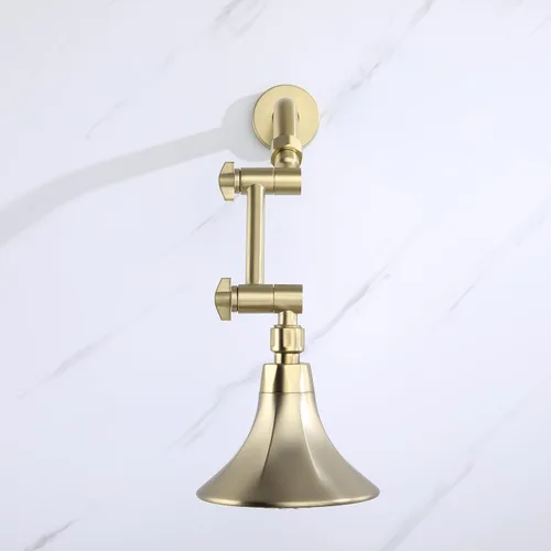 Vista 7 de Brazo de extensión de cabezal de ducha de oro cepillado de 4", Senhozi brazo de extensión de ducha ajustable para cabezal de ducha de lluvia