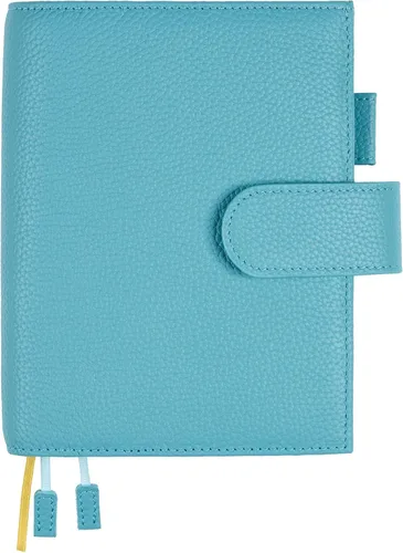 Vista 25 de A5 Funda de cuero para planificador de Hobonichi Cousin, Stalogy, Midori, Leuchtturm1917, y más - con presilla para bolígrafo, ranuras para Negro