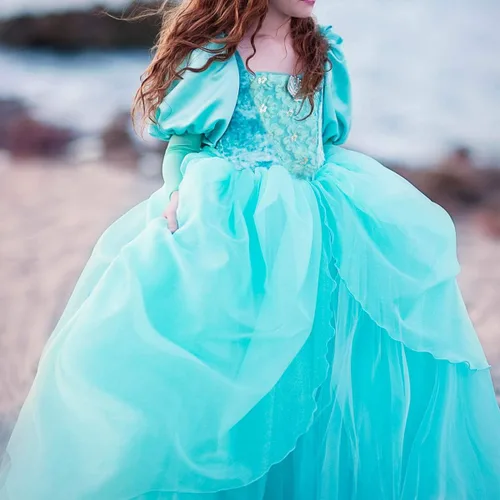 Vista 6 de TYHTYM Deluxe Princess Costumes Little Girls Dress Kids Fancy Gown Cosplay Halloween Party