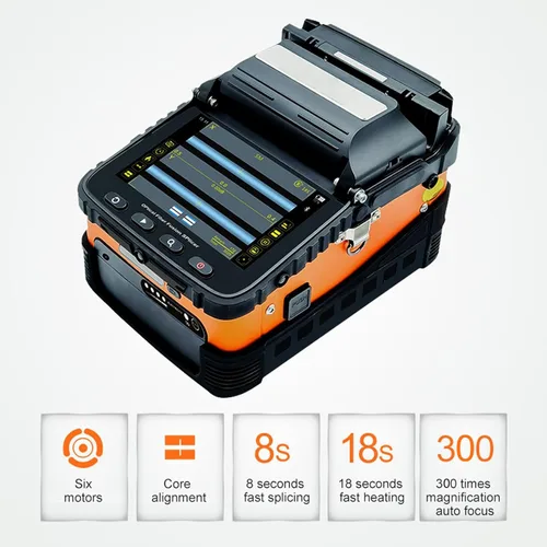 Vista 2 de SM&MM Empalmadora de Fusión de Fibra Óptica Inteligente Automática Máquina de Empalme por Soldadura con OPM y VFL y Kit de Cortadora de Fibra