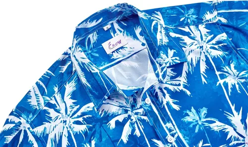 Vista 4 de EUOW - Camisas hawaianas para hombre de manga corta con botones, estampadas para la playa y el verano
