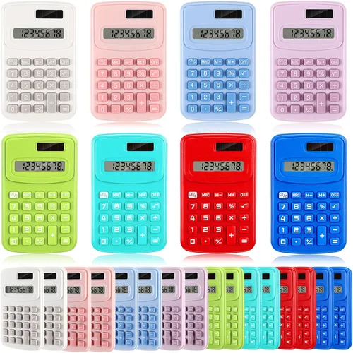 Vista 9 de LEIFIDE Paquete de 12 calculadoras de bolsillo, calculadora básica de 4 funciones, pantalla de 8 dígitos, funciona con pilas, para escritorio