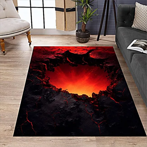 Vista 11 de Alfombra abstracta 3D de 3 x 4 pies, alfombra contemporánea con estampado de rayas irregulares, alfombra grande lavable para sala de estar