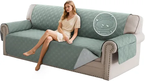 Vista 24 de PrinceDeco Funda para Silla y Sofá Impermeable Funda de Sillón Sofá Antideslizante Funda de Sofá Protector de Muebles con Correas Elásticas