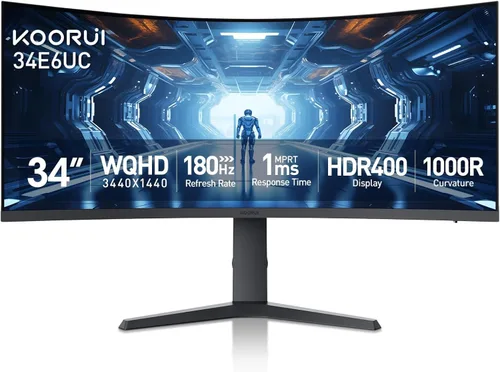 Vista 10 de KOORUI - Monitor para juegos, pantalla Nano IPS QHD de 24", monitor de computadora 1440P 165Hz, pantalla PC 2K de 1ms, 100% sRGB, sincronización