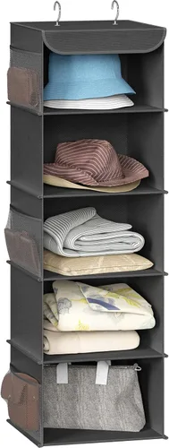 Vista 16 de Simple Houseware Organizador de armario colgante de 5 estantes, color negro
