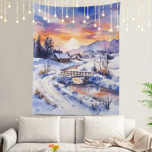 Vista 40 de Shrahala Peaceful Retreat Charming Abode Tapestry, Verdant Landscape Water Wall Hanging Hd Print Polyester Backdrop For Dorm Room Bedroom 30 X 40 In