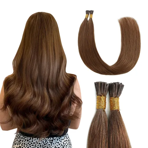 Vista 22 de Sunya - Extensiones de cabello humano con punta en I de 14 pulgadas, color negro azabache, extensiones de cabello humano con punta en I, extensiones