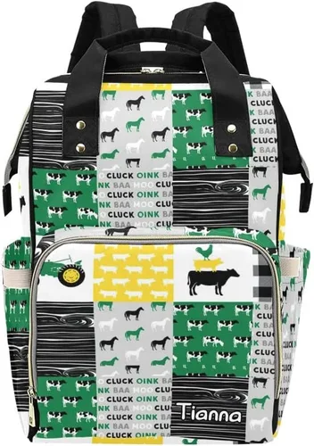 Vista 10 de XOZOTY Mochila de pañales personalizada con nombre para hombres y mujeres, bolsas de bebé de enfermería personalizadas, bolsa de viaje para hombros