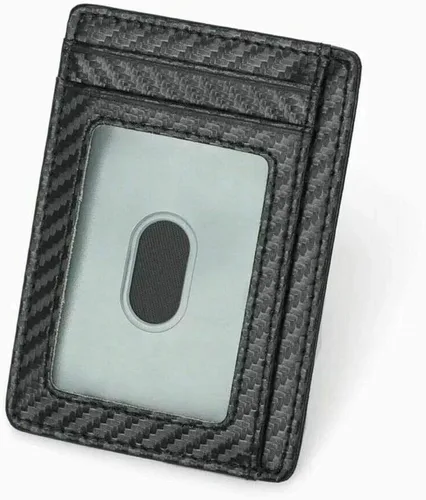 Vista 5 de Bolsillo frontal minimalista delgado RFID que bloquea carteras de fibra de carbono para la cartera para hombre