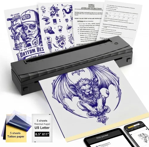 Vista 2 de Nueva impresora térmica A4 sin tinta, impresora de documentos e impresora de transferencia de tatuajes, impresora térmica inalámbrica compatible