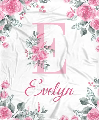 Vista 79 de Manta de bebé personalizada para niñas y niños pequeños, recién nacidos, regalos personalizados de vaca floral con nombre y texto, 40 x 30 pulgadas