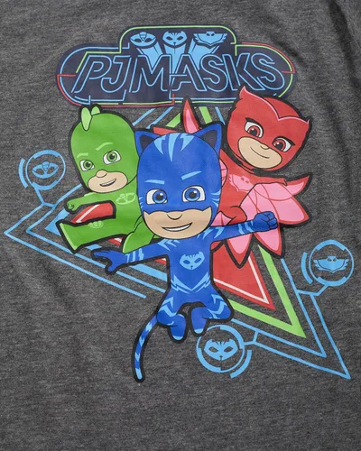 Vista 2 de PJ Masks Camiseta de manga corta con bolsillo para niños pequeños, Gris oscuro