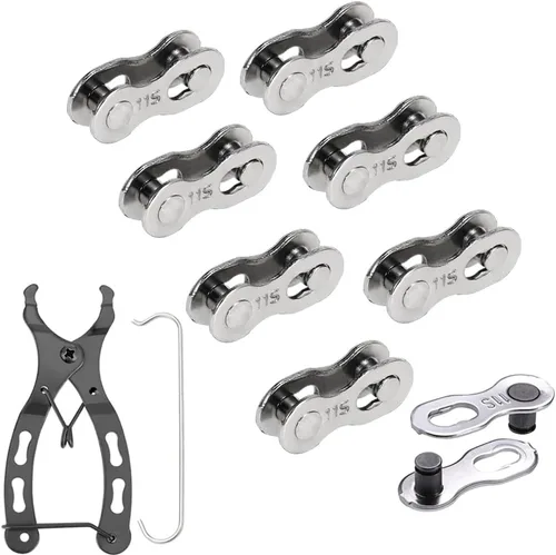 Vista 10 de 8 pares reutilizables de eslabones perdidos para bicicleta + alicates de cadena de bicicleta para 6/7/8/9/10/11 velocidades