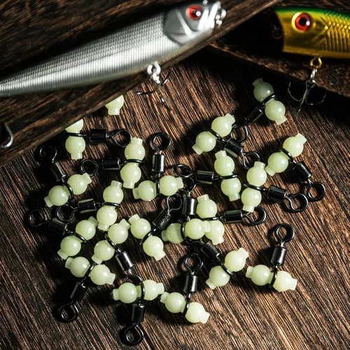 Vista 6 de Goture Fishing Swivels, 3 Way Swivels Fishing Tackle, T Shape Cross Line Rolling Swivels with Luminous Beads Saltwater Freshwater,Three Way Fishing