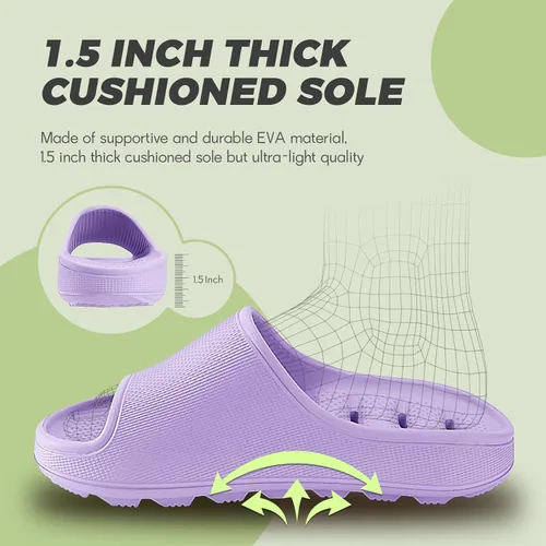 Vista 2 de Zapatos de ducha para mujeres y hombres, de secado rápido, ligeros, antideslizantes, para piscina, sandalias de baño, ultra acolchadas, suela