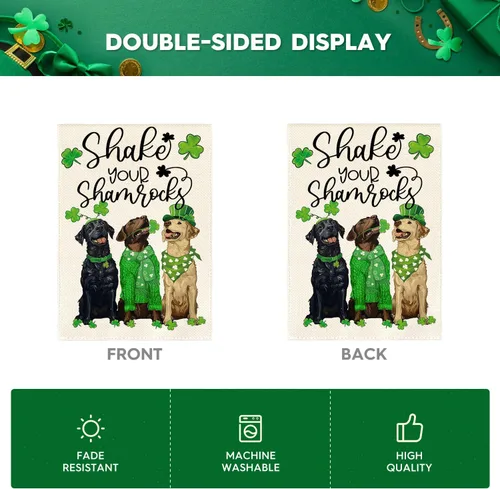 Vista 6 de AVOIN colorlife Shake Your Shamrocks - Bandera de casa del día de San Patricio, de 28 x 40 pulgadas, doble cara exterior, diseño de trébol