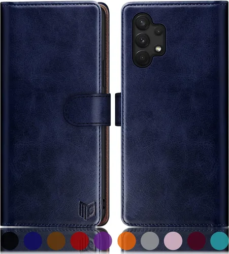 Vista 9 de SUANPOT Funda tipo cartera para Samsung Galaxy A13 5G con bloqueo RFID, tarjetero de crédito, funda protectora de piel sintética con tapa para Negro