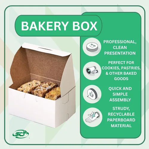 Vista 4 de SCT - Cajas para panadería blancas de una pieza, sin ventana, 4 x 2 x 5.5 pulgadas, blanco, papel, 250