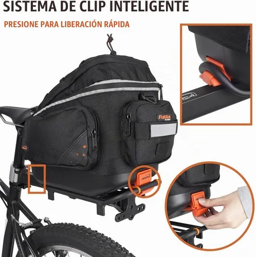 Vista 2 de Ibera PakRak - Mini bolsa para maletero de bicicleta y poste de asiento combinado de liberación rápida