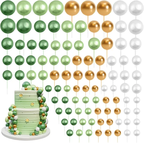 Vista 22 de 138 Piezas Bolas Doradas Decoraciones para Pasteles Decoraciones de Globos para Cupcakes Bolas de Espuma de Varios Tamaños para Decoración de Oro