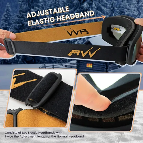 Vista 4 de AVV OTG – Gafas de esquí para hombres y mujeres con lente de doble capa antivaho, UV400, gafas de nieve para snowboard, moto de nieve y patinaje