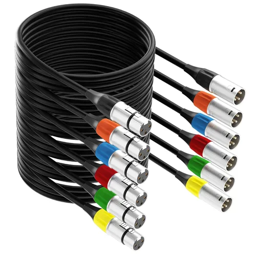 Vista 8 de Tisino Cable XLR, paquete de 2 cables de micrófono XLR macho a hembra, cable de micrófono equilibrado compatible con preamplificadores/sistemas