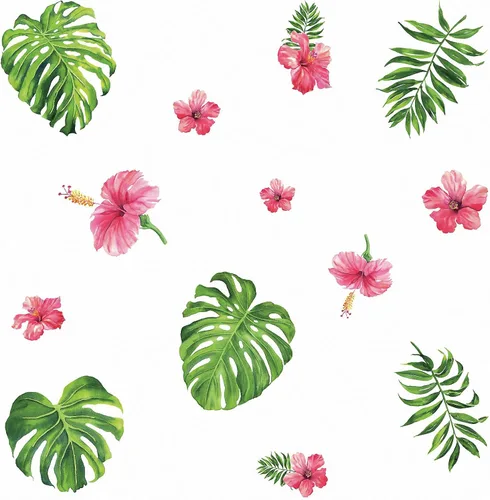 Vista 3 de RoomMates Vinilo decorativo para pared, diseño de flor de hibisco tropical, vinilo, fabricado en Estados Unidos