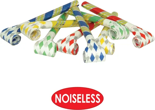 Vista 3 de Super-Tube Matracas Silenciosas de 16 Pulgadas Colores Surtidos Paper Blowouts in Assorted Colors with Diamond Patterns, for Birthdays, Holidays