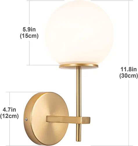 Vista 5 de Juego de 2 apliques de pared LED que funcionan con pilas, pantalla de vidrio moderna con globo con control remoto, regulable, no cableado, fácil