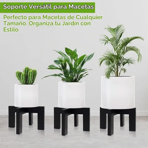 Vista 3 de hismocal Soporte de Madera para Plantas Interior/Exterior, Soporte Grande para Plantas, Soporte para Macetas Robusto y Estable, Se Adapta a