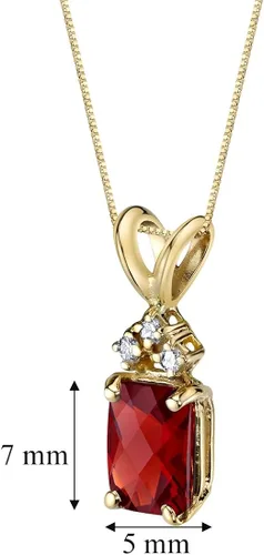 Vista 3 de Peora Colgante de granate y diamante para mujer, oro amarillo de 14 quilates, piedra natal de piedras preciosas auténticas, solitario elegante