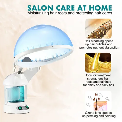 Vista 5 de DENFANY Vaporizador de pelo, vaporizador 2 en 1 para cabello y cara con UV y ozono, humidificador facial y sistema de pulverización hidratante