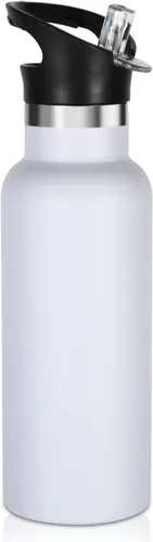 Vista 41 de Volhoply Botella de agua aislada para niños de 17 onzas, botellas de agua de acero inoxidable con tapa con pajilla, botella de agua de metal al