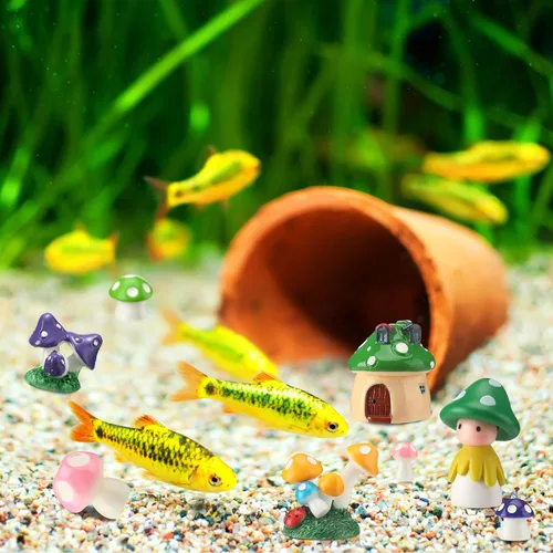 Vista 5 de Yulejo 120 piezas de mini hongos de resina para manualidades, jardín, pequeñas figuritas de hongos en miniatura, adornos coloridos a granel