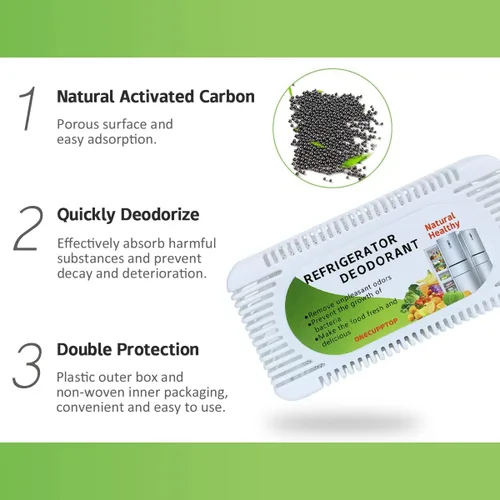 Vista 5 de Desodorizador para refrigerador (paquete de 6) - Eliminador de olores para refrigerador y congelador, carbón activado natural, combate los olores