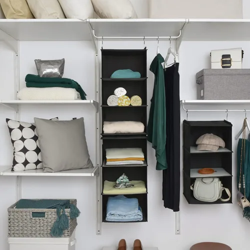 Vista 2 de GRANNY SAYS Organizador Colgante de 6 Estantes para Closet, Separable en 2 Paquetes de 3 Estantes Colgantes, Organizador Colgante para Dormitorio, 6