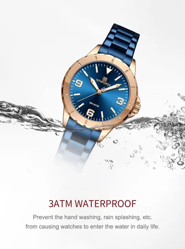 Vista 7 de NAVIFORCE Reloj de acero inoxidable para mujer analógico de cuarzo impermeable deportivo de negocios casual con fecha de calendario