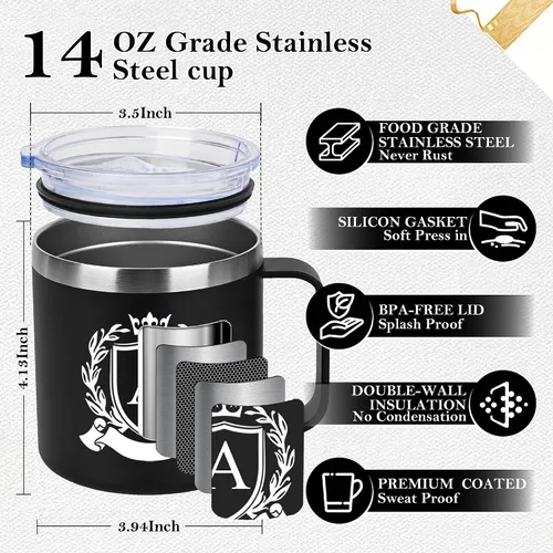 Vista 3 de MNZZ Taza de Café Aislada Personalizada de 14 Oz de Acero Inoxidable a Prueba de Fugas Taza de Agua Grande Pesada Taza Cafe Accesorios de Viaje