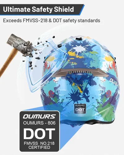 Vista 2 de Dirt Bike Helmet for Kids Boys & Girls with Goggles & Gloves for 8-18 Years Old, DOT Certified Kid ATV Helmet Motocross Off Road