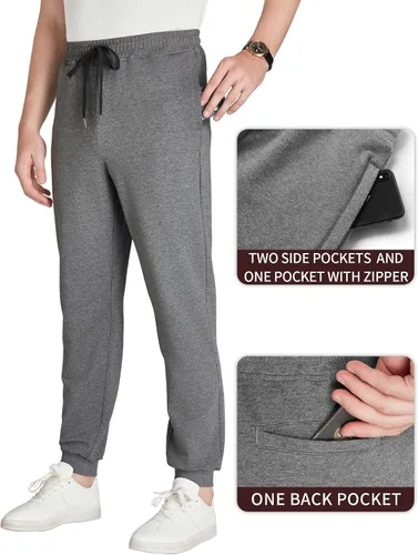 Vista 56 de Idtswch 30/32/34/36/38/40. Pantalones deportivos altos para hombre, extra largos, con bolsillos con cremallera