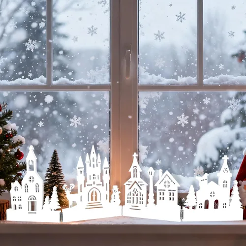 Vista 5 de Juego de centros de mesa de Navidad para mesas, decoración de mesa de iglesia plegable, decoración rústica de Navidad para el hogar, decoración